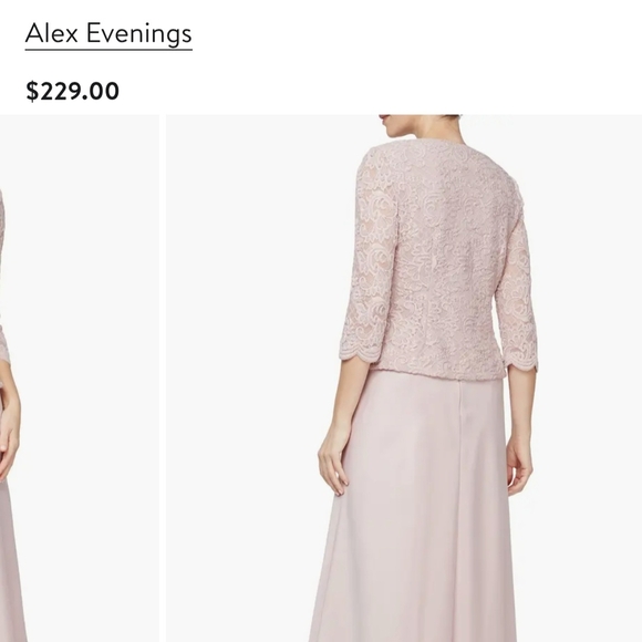 Alex Evenings Blush Pink 3/4 Sleeve Wedding Gown Mother Of Bride - Picture 2 of 4